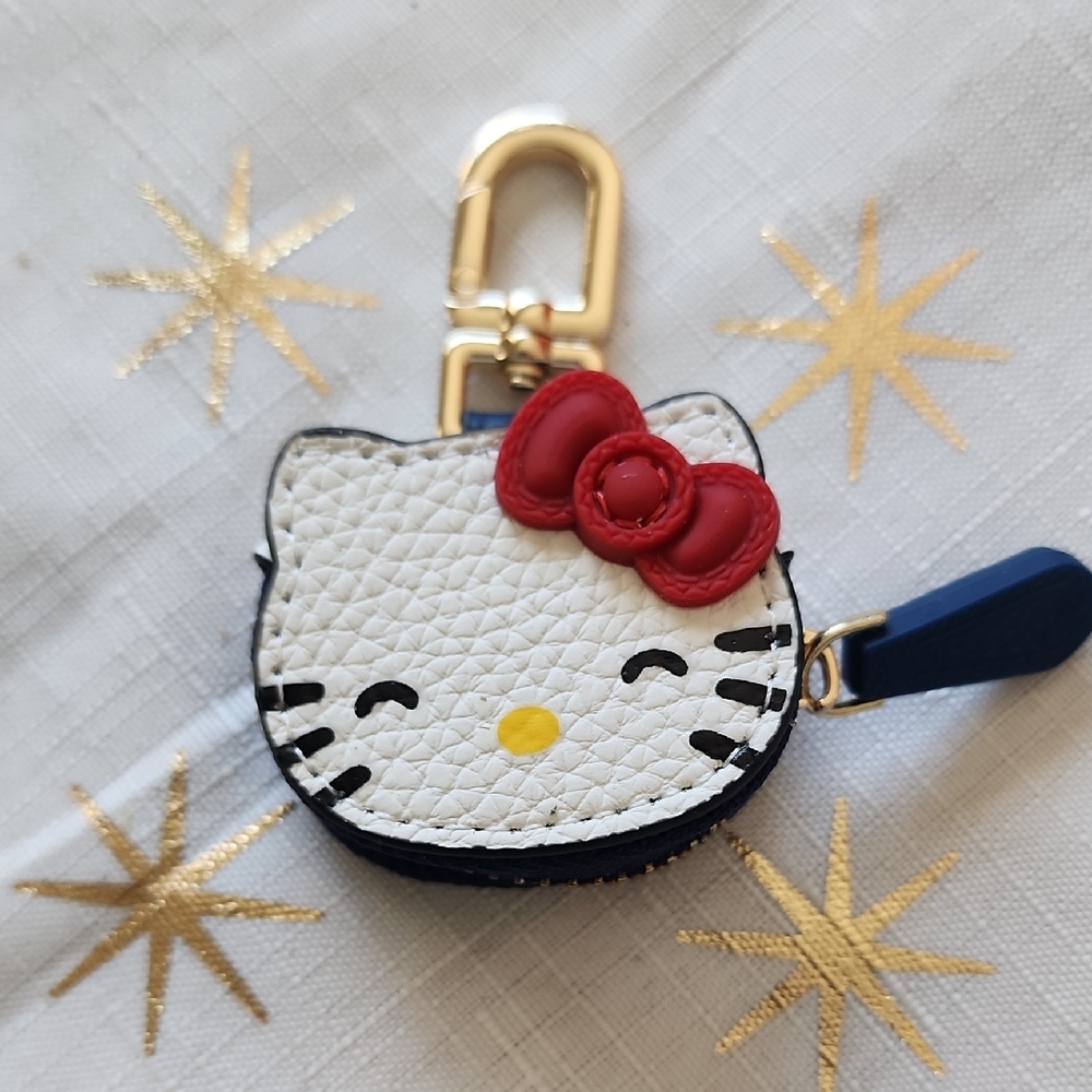 Hello Kitty White, Blue and Red Coin Pouch Keychain